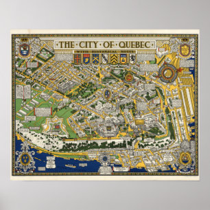 Poster Cidade do mapa de Quebeque