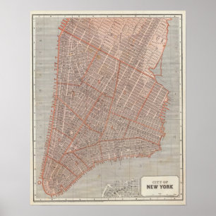 Poster Cidade do mapa do atlas de NY