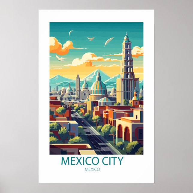 Poster Cidade do México, México, Famosos locais de Viagem (Frente)