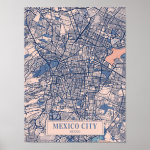 Poster Cidade do México México Mapa da Cidade Ventilada V