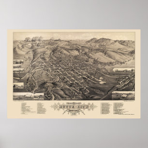 Póster Cidade do montículo, mapa panorâmico da TA - 188