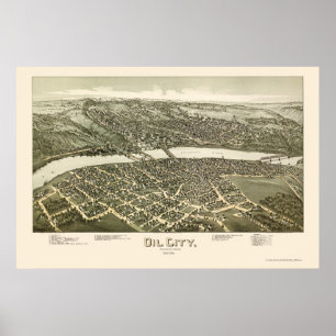 Póster Cidade do óleo, mapa panorâmico do PA - 1896
