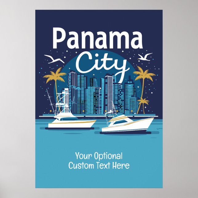 Poster Cidade do Panamá de Texto Personalizado (Frente)
