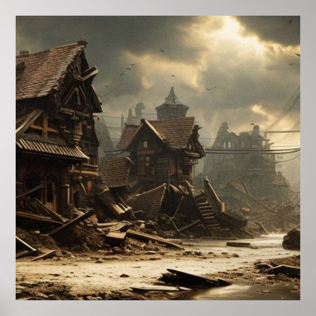 Poster Cidade do século XIX abandonada, rua principal (Frente)