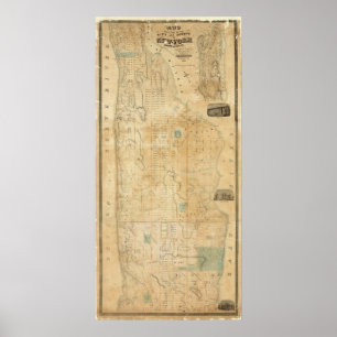 Póster Cidade E Condado De Nova Iorque A Norte Da 50ª Rua