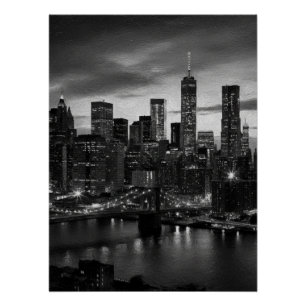 Póster Cidade em Contraste Uma Silhueta Urbana em Preto e