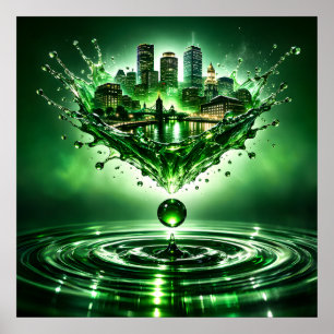 Poster Cidade Esmeralda Arte Líquida Boston