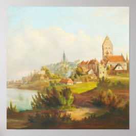 Poster Cidade Europeia Antiga Pintura a Óleo de Rio