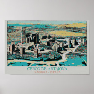 Poster Cidade Fortificada de Artajona, Navarre, Espanha