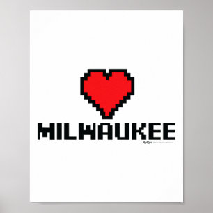 Poster Cidade Gamer de 8 bits de Milwaukee