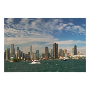 Póster Cidade - Horizonte de Chicago & The Navy Pier