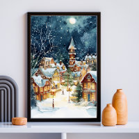 Cidade ilustrativa de Natal na neve