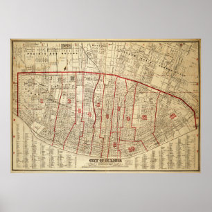 Poster Cidade mapa de St Louis, Missouri (1870)