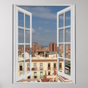 Póster Cidade Mediterrânea Barcelona Vista da Janela