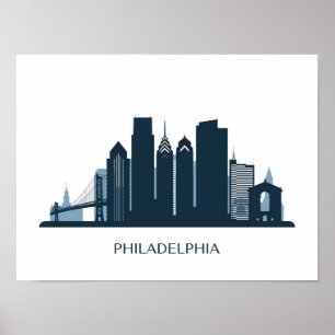 Póster Cidade monocromática de Philadelphfia, Pensilvân
