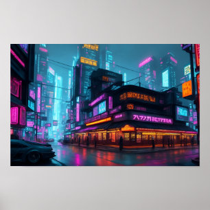 Poster Cidade Noturna Cyberpunk