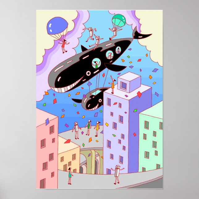 Poster Cidade onde viaja o dirigível baleia. (Frente)