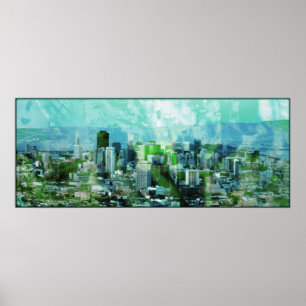 Póster cidade oxidada ciana