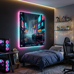 Poster Cidade Paisagem Urbana Cyberpunk Anime Sala Neon