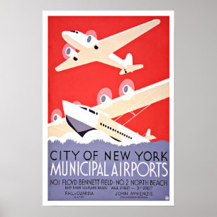 Poster Cidade viagens vintage dos Aeroportos de Nova Iorq