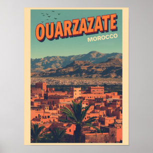 Poster Cidade vintage de Ouarzazate kasbah Deserto do Saa