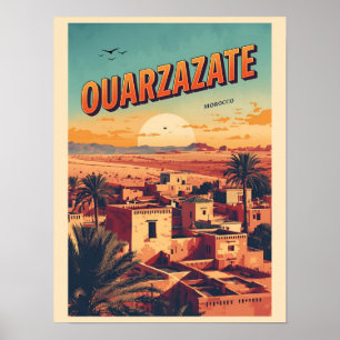 Poster Cidade vintage de Ouarzazate kasbah Deserto do Saa