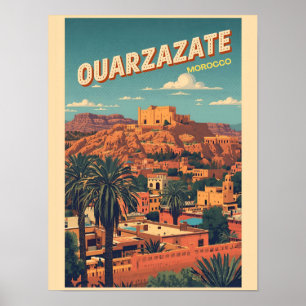 Poster Cidade vintage de Ouarzazate kasbah deserto do Saa