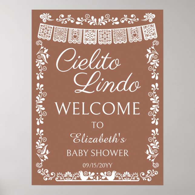 Poster Cielito Lindo Baby Shower Terracotta Welcome (Frente)