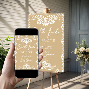 Poster Cielito lindo beige chá de fraldas sinal de boas-v