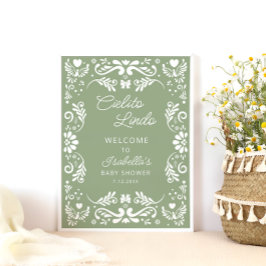 Poster Cielito Lindo Chá de fraldas Mexicano Sage Welcome