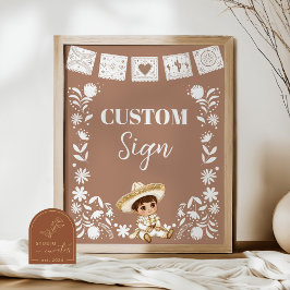 Poster Cielito Lindo Marrom Personalizado Batismo & 1º An