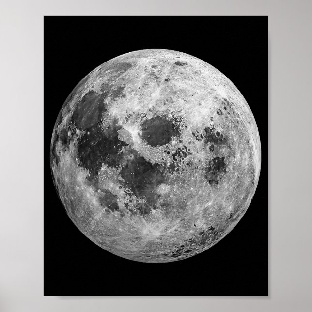 Poster Ciência da Astronomia Espacial legal com Lua Cheia (Frente)
