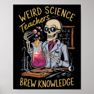 Poster Ciência Estranha Esqueleto Halloween Professores B