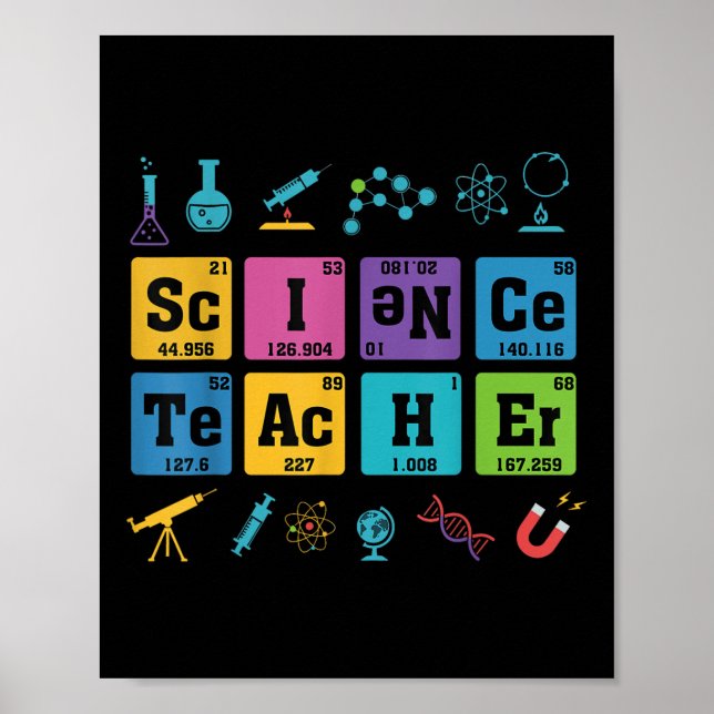 Poster Ciência Professor de Química Elementos de Mesa Per (Frente)
