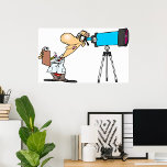 Poster Cientista com Telescope Astronomy Science Humor<br><div class="desc">Inspire a curiosidade e o amor pela ciência com este poster de desenho animado cientista divertido. Com um cientista esquisito olhando através de um telescópio, esse design é perfeito para amantes da astronomia, entusiastas do espaço e geeks de ciência. Quer você esteja decorando uma sala de aula, escritório, laboratório ou...</div>
