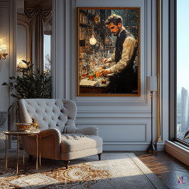 Poster Cientista impressionista no Laboratório de Vintage