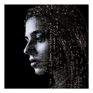 Póster Cientista Mulher do ASCII