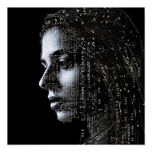 Póster Cientista Mulher do ASCII (Frente)