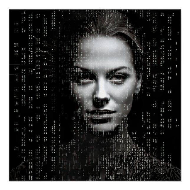 Póster Cientista Mulher do ASCII (Frente)