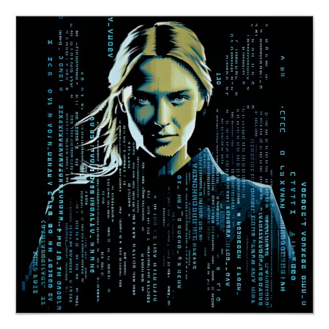 Póster Cientista Mulher do ASCII (Frente)