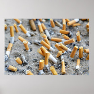 Póster Cigarros em cinzeiro externo