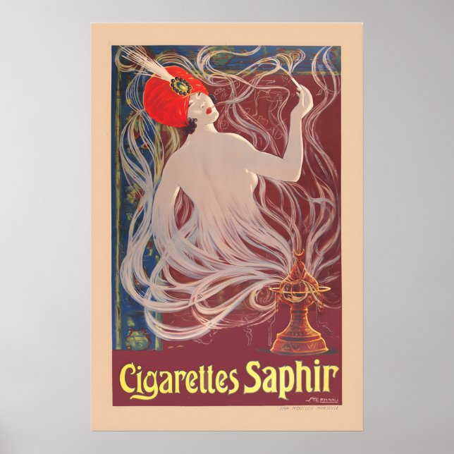 Poster Cigarros Saphir Estilo Vintage 1900s Tabaco (Frente)