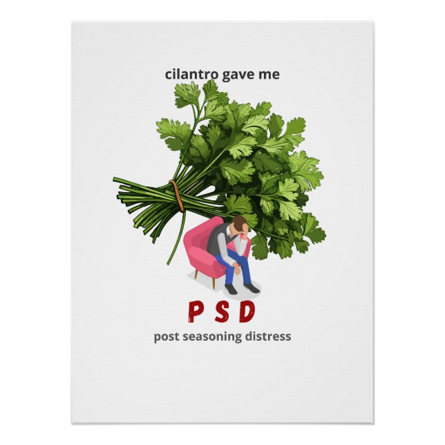 Póster Cilantro Me Deu PSD - Engraçado Anti-Cilantro (Frente)