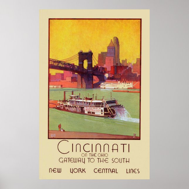Póster Cincinnati no Ohio Gateway para o Sul (Frente)
