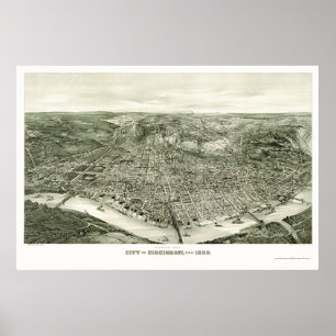 Poster Cincinnati, OH Panorâmica Map - 1900