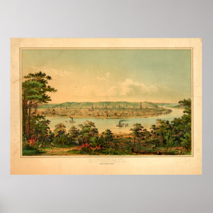 Poster Cincinnati Ohio, a oeste de Covington, KY