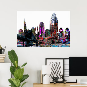 Póster Cincinnati, Ohio, em grafite