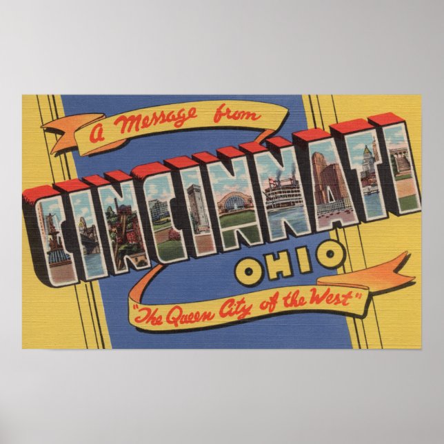 Póster Cincinnati, Ohio - Grande Cena de Letra 2 (Frente)
