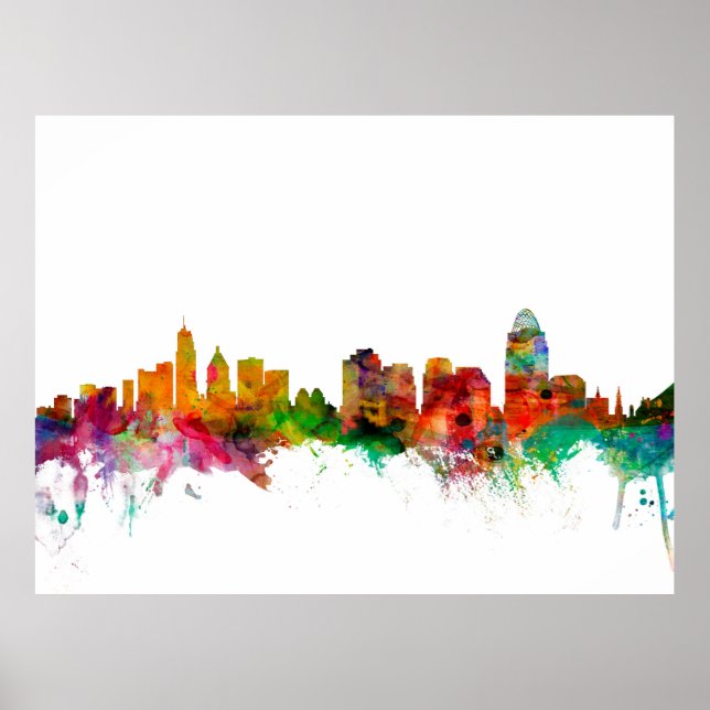 Póster Cincinnati Ohio Skyline (Frente)