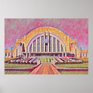 Poster Cincinnati Union Terminal Watercolor Painting